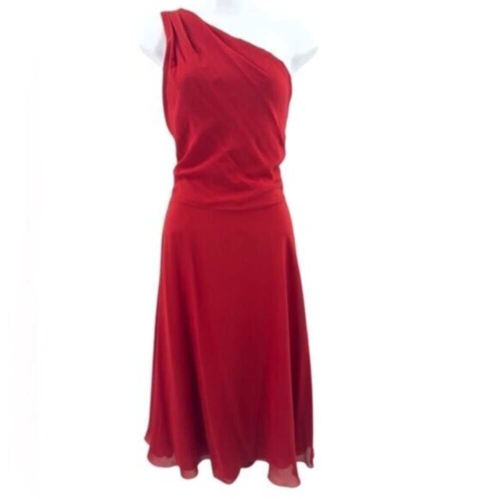 Elegant One-Shoulder Red Dress